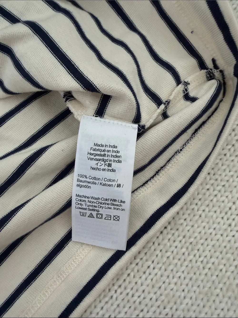 J Crew 100% Cotton Navy/White Striped Long Sleeve Shirt Size Small